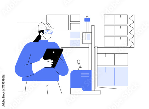 Automated forklift isolated cartoon vector illustrations.