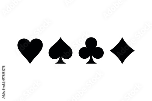 The four standard suits of playing cards are displayed on a white background.