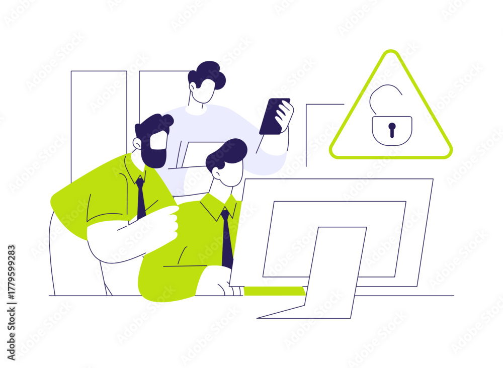 Obraz premium Cybersecurity abstract concept vector illustration.