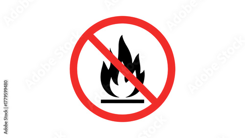 Warning symbol indicating no fire or open flames allowed, essential for safety notices