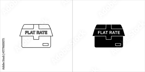 Flat rate delivery box icon in vector format