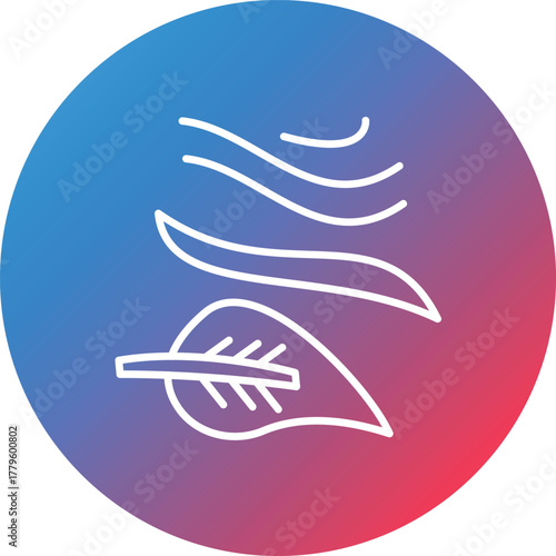 Leaf Fluttering in Wind Line Gradient Circle Background Icon