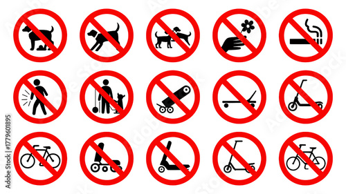Free Download Clear prohibition signs for dogs, smoking, bikes, scooters, and more - GFXLoad