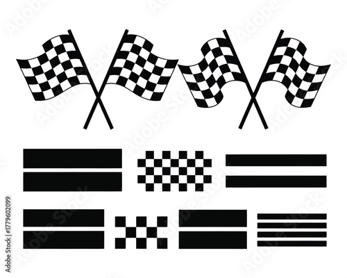 Checkered Flags and Racing Stripes Vector Graphics Collection