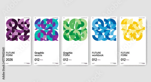 Minimalist Geometric Circle Shape Pattern Poster Design Template Collection