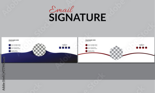 Modern clean and minimalist email signature design template with creative layout.