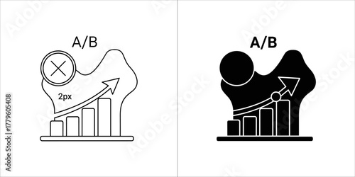 Ab testing icon, split testing, experiment, graph