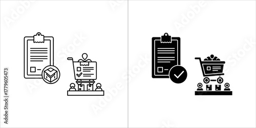Order fulfillment process icon showing order completion and customer satisfaction