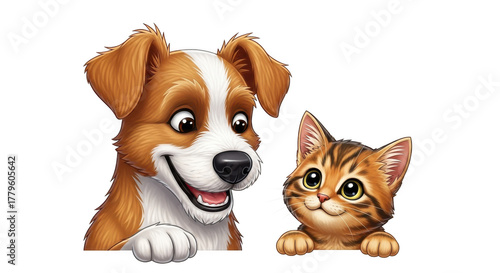 Dog and cat isolated on transparent background