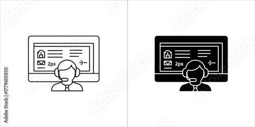 Customer service operator with headset