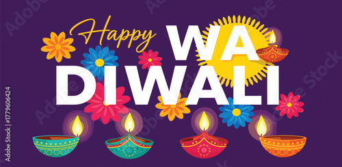 Celebrate a Happy Diwali with Colorful Lights and Flowers