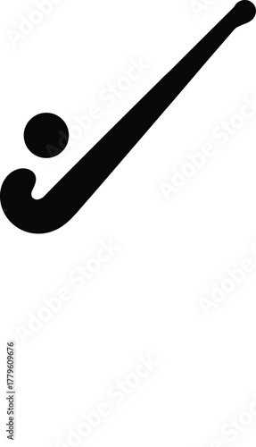 Field hockey stick and ball equipment vector icon silhouette