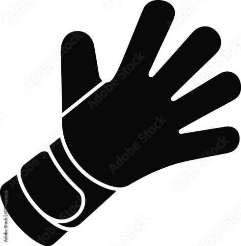 Sport or work protective hand glove flat black silhouette icon