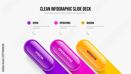 Professional Planning 3 Step Infographic Presentation Design. Consulting Insight Frame Template Vector Illustration. Investor Solution Three Element Diagram Slideshow Layout.