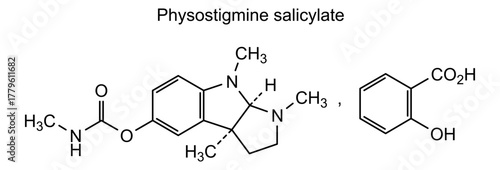 Physostigmine salicylate, chemical structure of physostigmine salicylate, drug substance