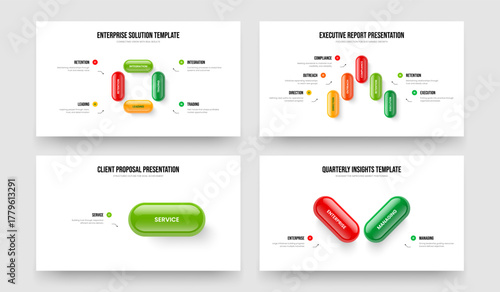 Financial Forecast 4 5 1 2 Option Diagram Frame Design Set. Advertising Overview Four Five One Two Element Infographic Slideshow Template Vector Illustration Bundle.
