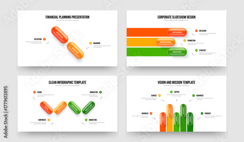 Marketing Analysis Two Three Four Five Step Diagram Slide Design Vector Illustration Bundle. Market Profile 2 3 4 5 Option Infographic Frame Layout Collection.