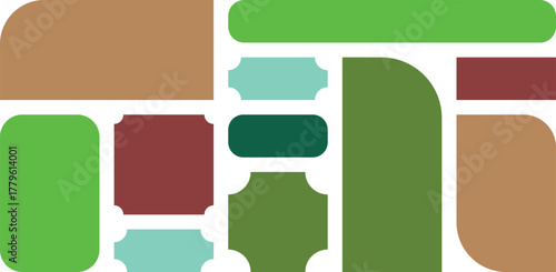 Bild auf Leinwand Abstract geometric composition with rounded shapes in earthy and green tones