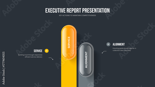 Project Profile Two Step Infographic Slide Design. Marketing Plan 2 Option Diagram Frame Layout. Enterprise Insight Presentation Template Vector Illustration.