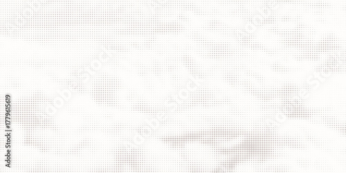 White wrinkled paper texture. Vector halftone pixelated manga background. Light beige neutral color dots bg. Grungy urban backdrop. Wide horizontal duotone banner. Crumpled punk collage template