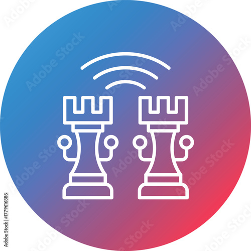 Smart Chess Line Gradient Circle Background Icon