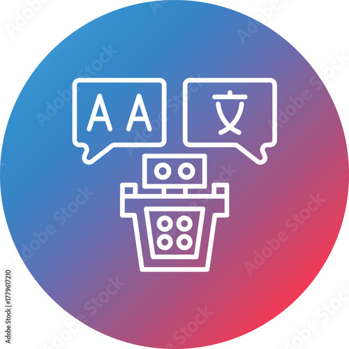 Translator Line Gradient Circle Background Icon