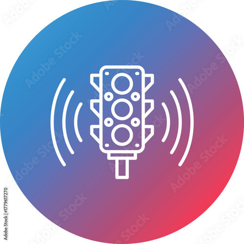 Smart Traffic Light Line Gradient Circle Background Icon