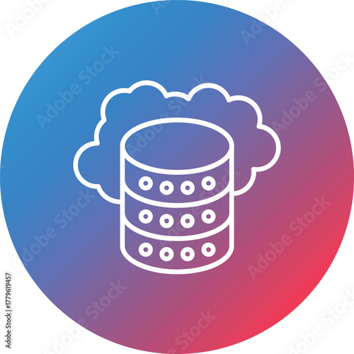Cloud Storage Line Gradient Circle Background Icon