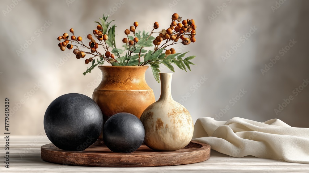 custom made wallpaper toronto digitalMinimal abstract composition with geometric forms in Halloween palette of black, burnt orange, and beige reflecting modern elegant design, tactile matte textures, and stylish seasonal aesthetic.