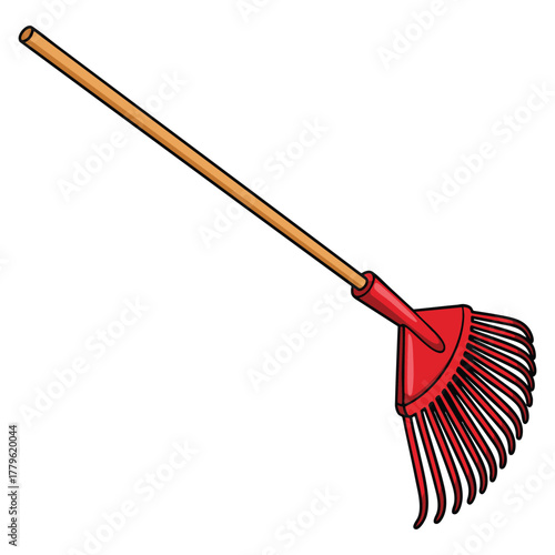 Vector illustration of simple rake isolated suitable for garden tool farm yard landscaping outdoor nature or agricultural themed creative artwork