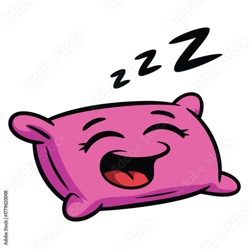 Vector illustration of sleepy pillow cartoon style ideal for bedroom decor sleep theme comfort or cute accessory design and playful artwork