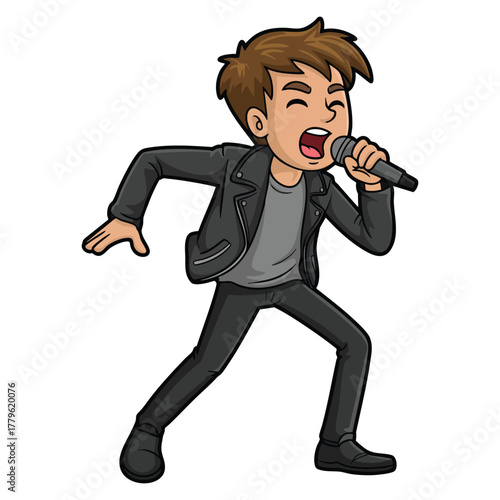 Vector illustration of solo performer isolated on white background ideal for music stage performance entertainment artist or theatrical themed creative artwork