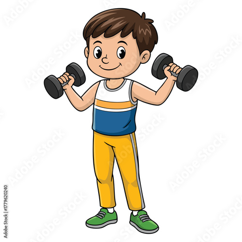Vector illustration of strong man lifting weights isolated on white background suitable for gym fitness training exercise or sports themed artwork