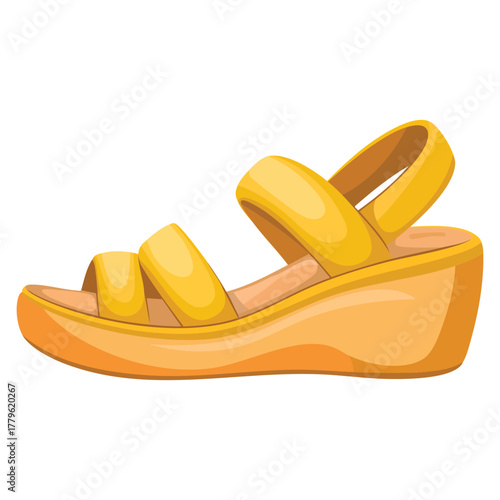 Vector illustration of summer platform flat sandal isolated on white background ideal for fashion casual footwear style and seasonal accessory design artwork