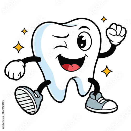 Vector illustration of tooth on white background suitable for dental health oral care medical clinic clean design or hygiene themed creative artwork concepts