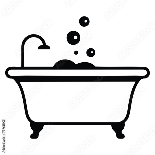 Vector silhouette illustration of bath icon isolated design suitable for bathroom relaxation spa hygiene or water themed minimal concept artwork