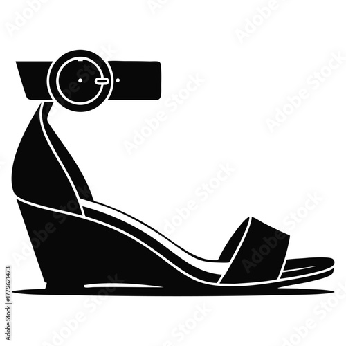 Woman wedges glyph icon vector artwork representing stylish female shoes sandals with platform heel trendy fashion clothing accessory silhouette isolated illustration