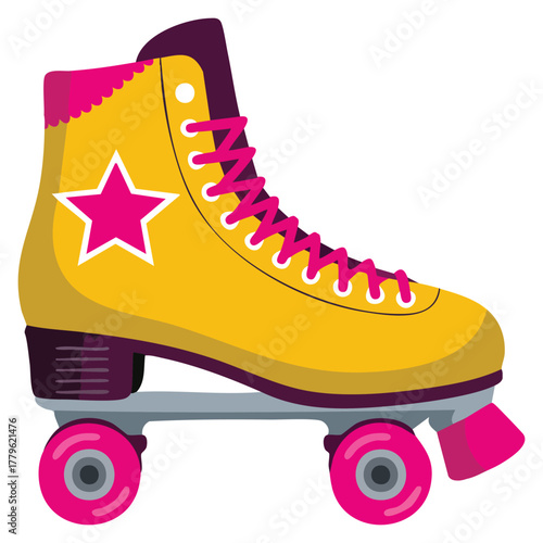 Yellow roller skate concept illustration beauty elegance and aesthetics flat vector design symbol of active lifestyle sport outdoor leisure artwork