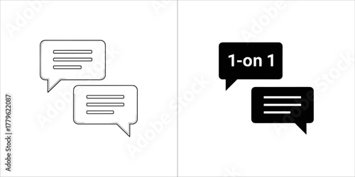 Line and solid icon of two chat bubbles