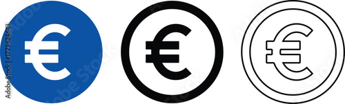 Vector illustration of Euro icon isolated on white background — minimalist currency symbol design for finance, banking, and money concept