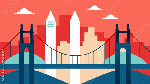 San Francisco Golden Gate Bridge view with a financial growth arrow graph chart design concept