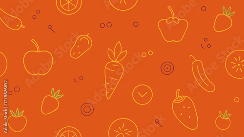 Seamless vector pattern with carrots and other healthy vegetables, a colorful food illustration design