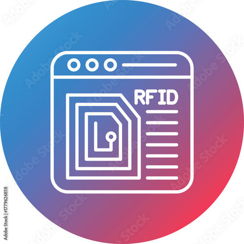 Radio Frequency Identification Line Gradient Circle Background Icon