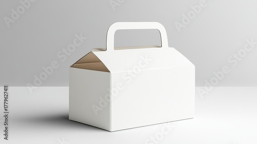 Wallpaper Mural Clean white gift box with handle, ready for custom branding and product packaging mockups, perfect for e-commerce and marketing presentations. Torontodigital.ca