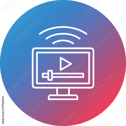 Smart Media Line Gradient Circle Background Icon