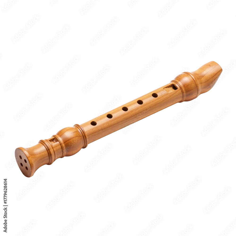 Fototapeta premium Elegant Wood Recorder, A Timeless Musical Instrument for Education and Performance Art