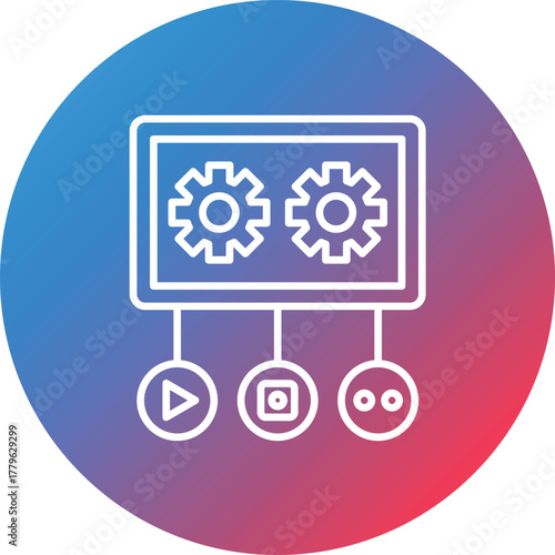 Social Hub Line Gradient Circle Background Icon