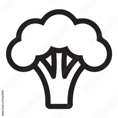 Broccoli floret icon isolated on white background, a cruciferous vegetable with a treelike structure