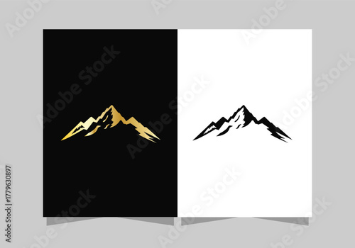 Hill logo Abstract Mountain Range logo  in Gold and Black design