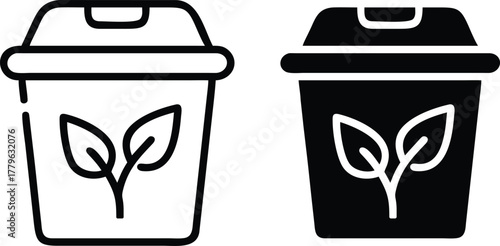 Biodegradable Coffee Cup and Eco-Friendly Sustainable Packaging Icon Set or Vector Silhouette..eps